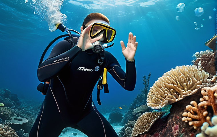 다이빙 강사 직업 만족도 조사 - **Prompt:** "A professional diving instructor, either male or female, dressed in a form-fitting full...