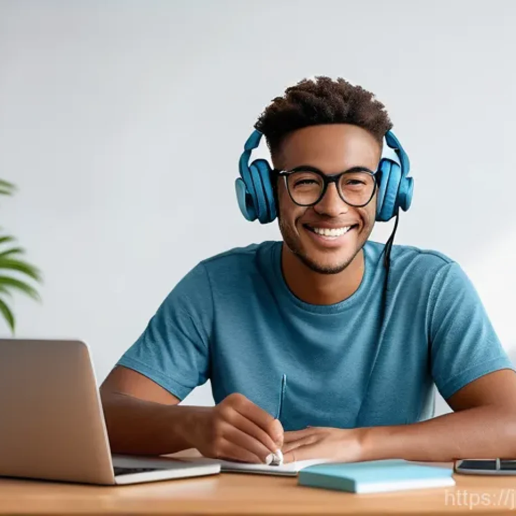 다이빙 강사 온라인 수업 활용법 - **Prompt:** A diverse young adult, wearing a comfortable t-shirt and jeans, is seated at a minimalis...