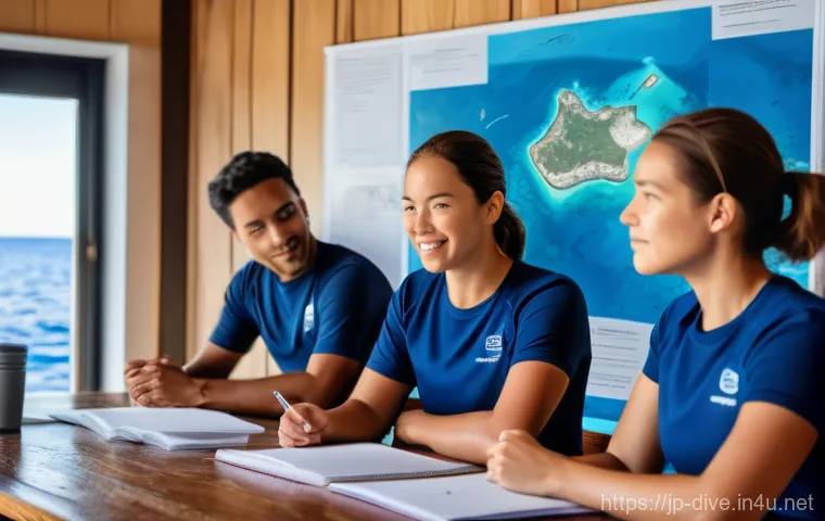 다이빙 강사와 강습생의 소통 팁 - **Prompt:** A female diver with a slightly concerned but composed expression, making direct eye cont...
