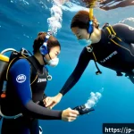 다이빙 강사 실습 과정 생생 후기 - Photorealistic underwater diving instructor practical training in clear blue coastal water near Japa...