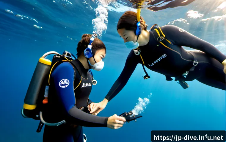다이빙 강사 실습 과정 생생 후기 - Photorealistic underwater diving instructor practical training in clear blue coastal water near Japa...